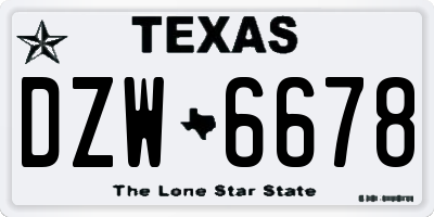 TX license plate DZW6678