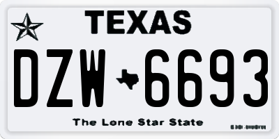 TX license plate DZW6693