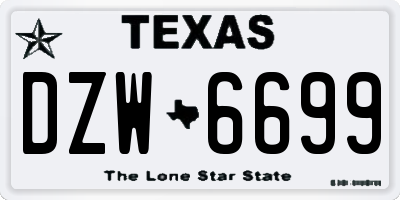 TX license plate DZW6699