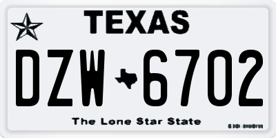 TX license plate DZW6702