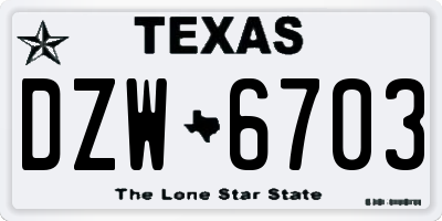 TX license plate DZW6703