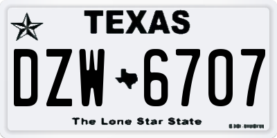 TX license plate DZW6707