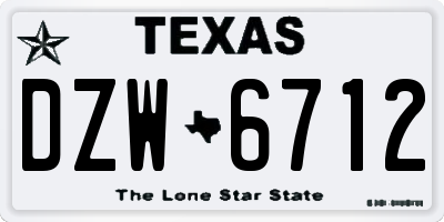 TX license plate DZW6712