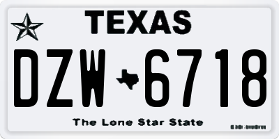 TX license plate DZW6718