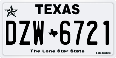 TX license plate DZW6721