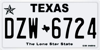 TX license plate DZW6724