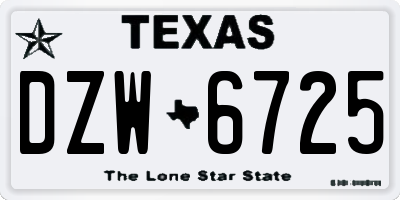 TX license plate DZW6725