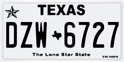 TX license plate DZW6727