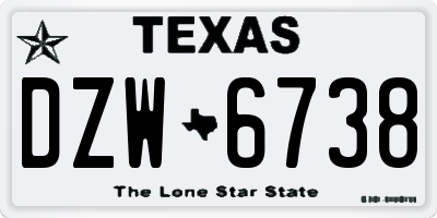 TX license plate DZW6738