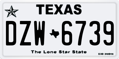 TX license plate DZW6739