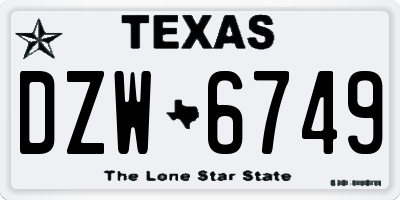 TX license plate DZW6749