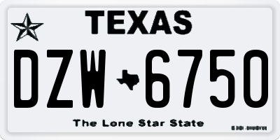 TX license plate DZW6750