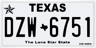 TX license plate DZW6751