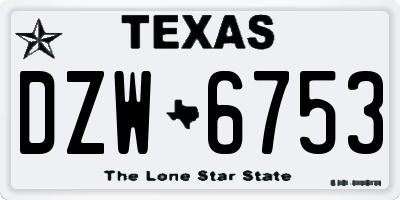 TX license plate DZW6753