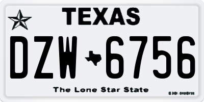 TX license plate DZW6756