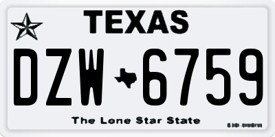 TX license plate DZW6759