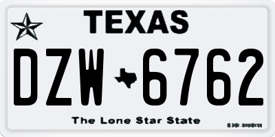 TX license plate DZW6762
