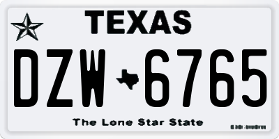 TX license plate DZW6765