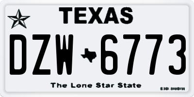 TX license plate DZW6773