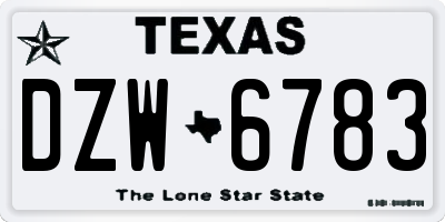 TX license plate DZW6783