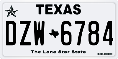 TX license plate DZW6784