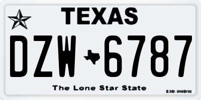 TX license plate DZW6787