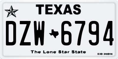 TX license plate DZW6794