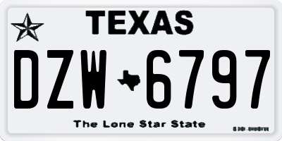 TX license plate DZW6797