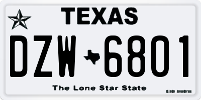 TX license plate DZW6801