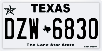 TX license plate DZW6830