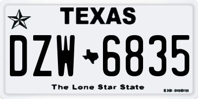 TX license plate DZW6835