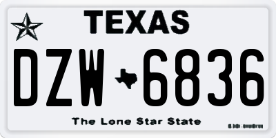 TX license plate DZW6836