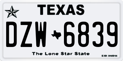 TX license plate DZW6839