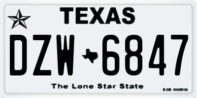TX license plate DZW6847