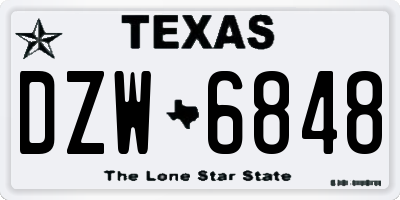 TX license plate DZW6848