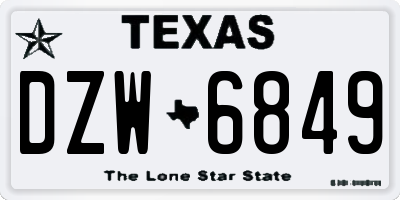 TX license plate DZW6849