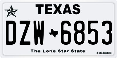 TX license plate DZW6853