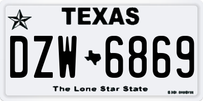 TX license plate DZW6869