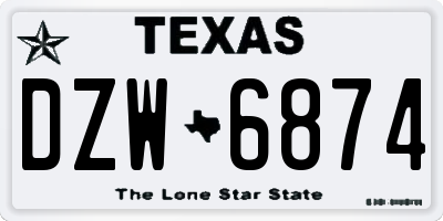 TX license plate DZW6874