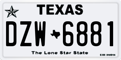 TX license plate DZW6881