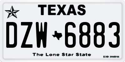 TX license plate DZW6883