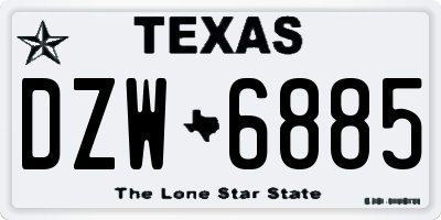 TX license plate DZW6885
