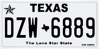 TX license plate DZW6889