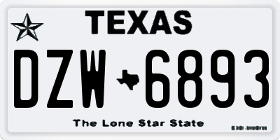 TX license plate DZW6893