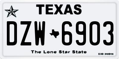 TX license plate DZW6903