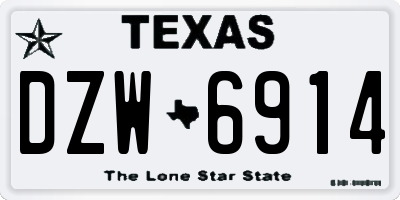 TX license plate DZW6914