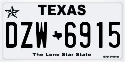 TX license plate DZW6915