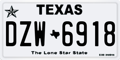 TX license plate DZW6918