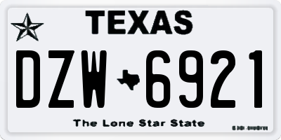 TX license plate DZW6921