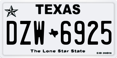 TX license plate DZW6925